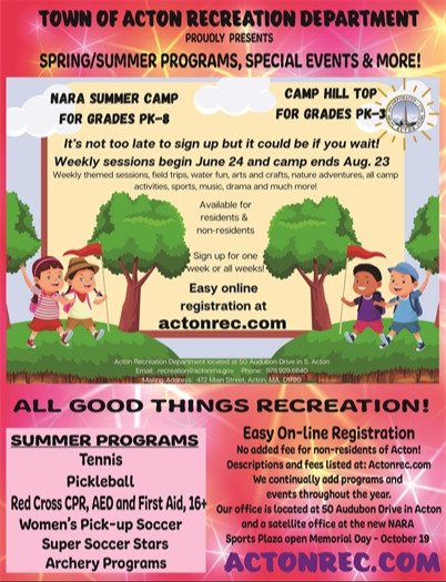 Acton Recreation Summer 2024 Flyer Side 1