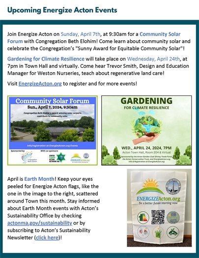 Upcoming energize acton events