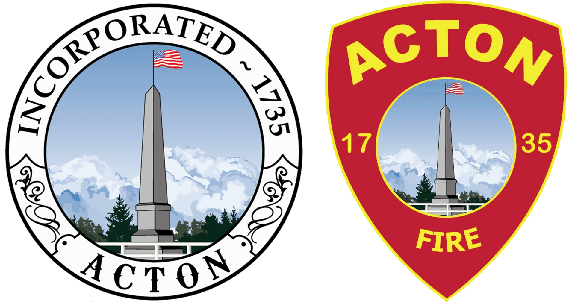 Acton Fire and Town Seal Side-by-Side