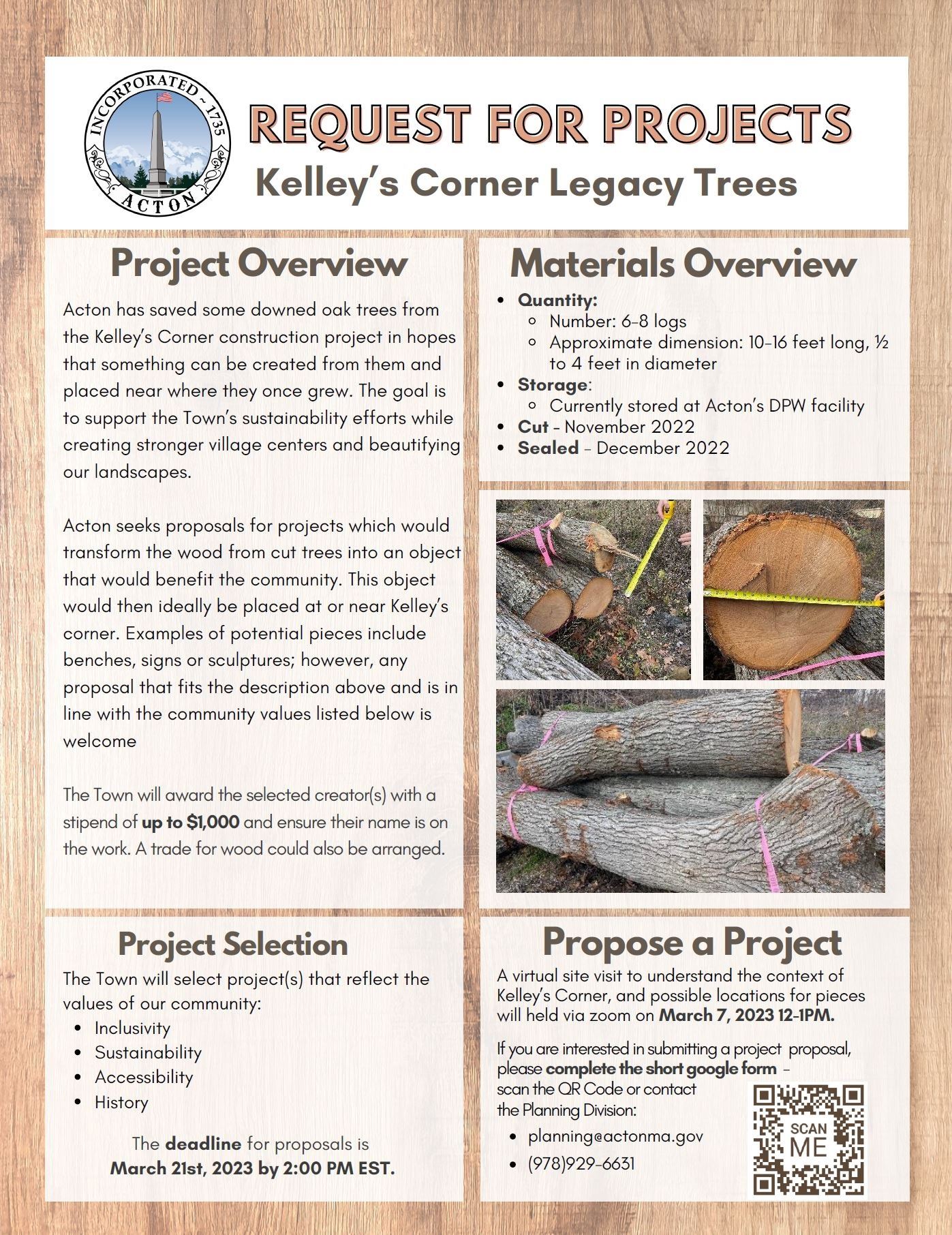 Town of Acton Request for Project - Kelleys Corner Legacy Trees