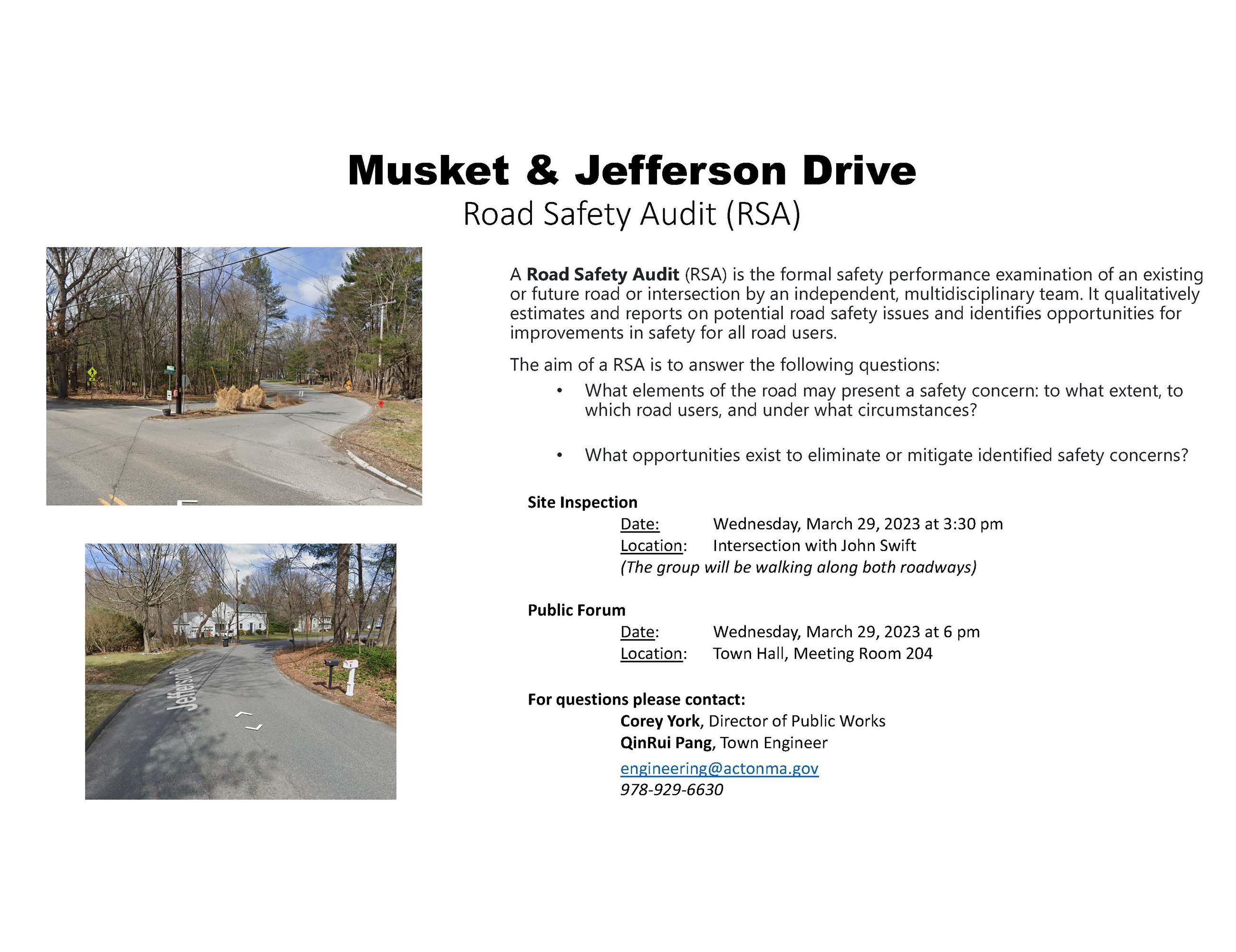 Road Saety Audit - Musket Jefferson Drive - FLYER